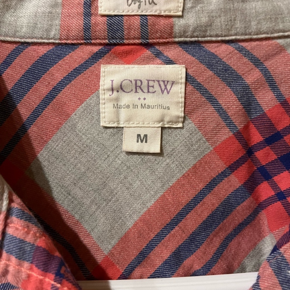 J. Crew Vibrant Red and Navy Plaid Shirt